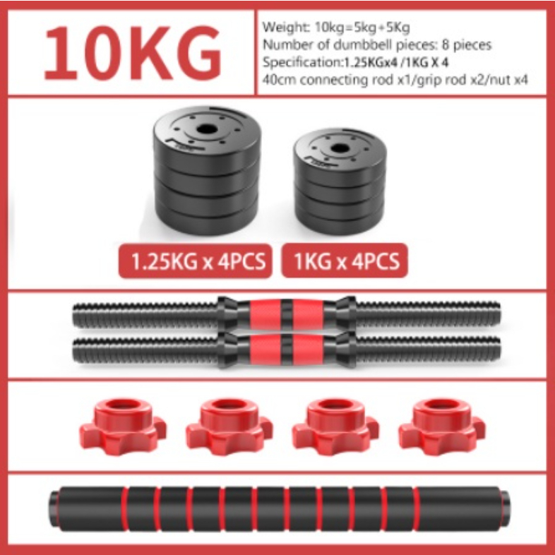 Adjustable Dumbbells Pair Detachable 10/20/30kg Dumbbell Set PVC Gym ...