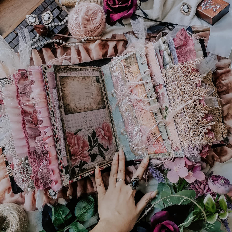 PRE-ORDER Vintage Shabby Chic Pink Floral Garden Handmade Junk Journal ...