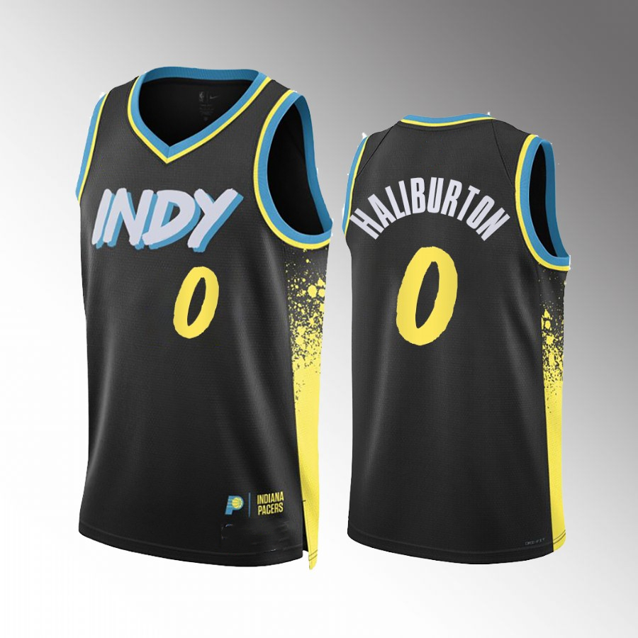 Tyrese Haliburton 2023-24 Indiana Pacers Black #0 City Edition Jersey ...