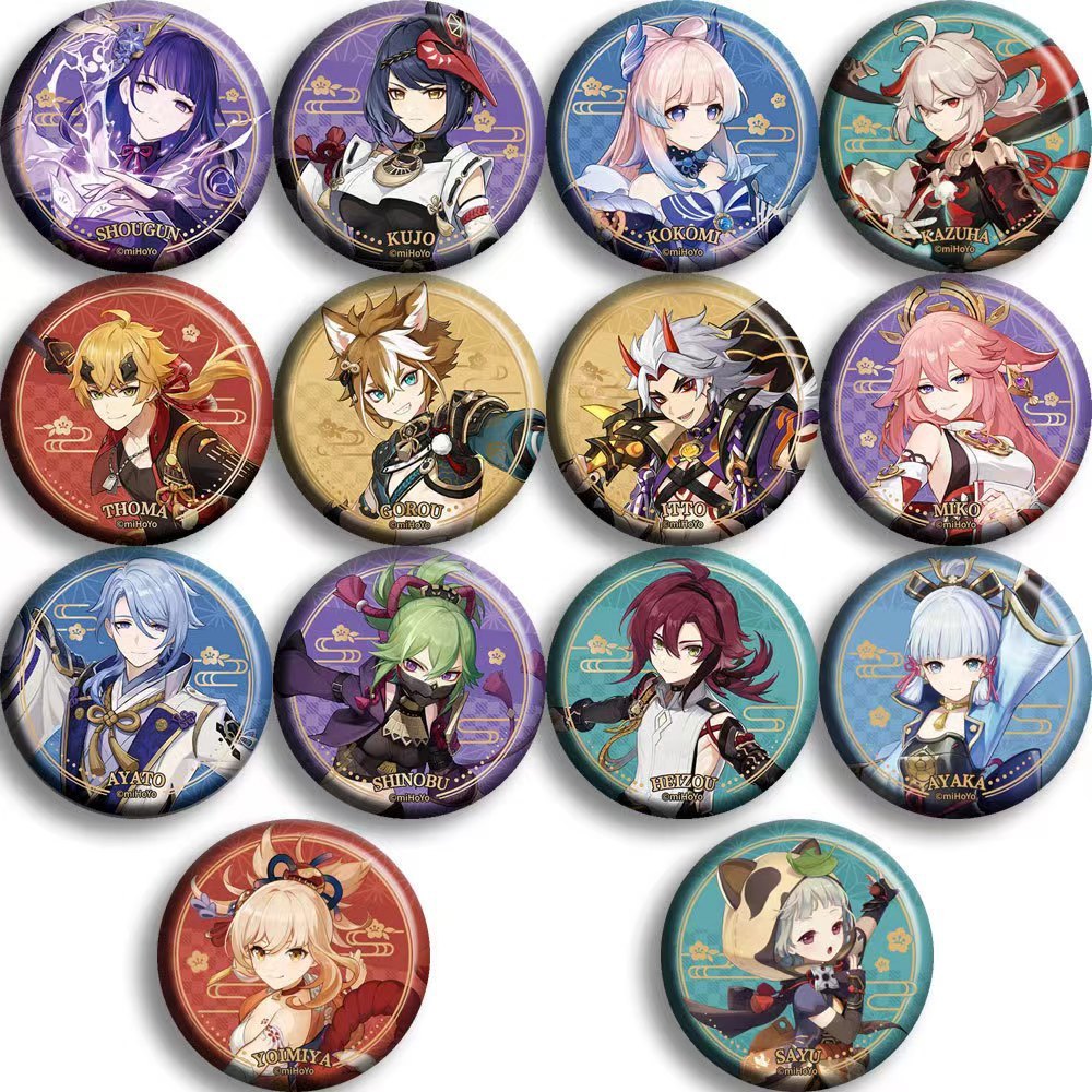 Genshin Impact All-character official painted badges 58mm xiao hutao ...