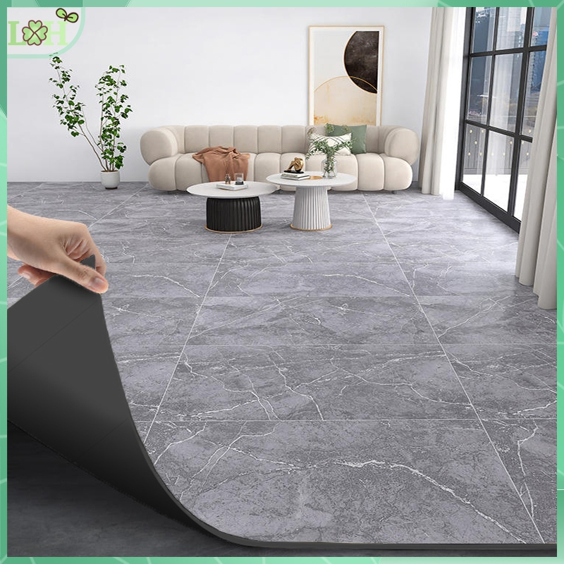PVC Grey Marble Vinyl Tile Flooring Self Adhesive Floor Sticker Tile