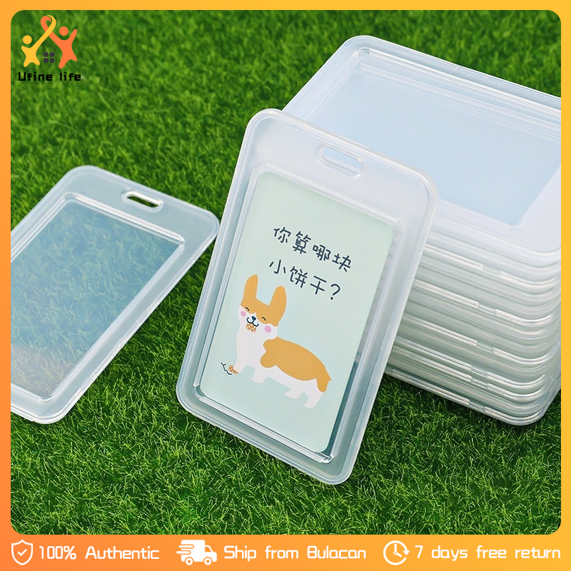 ID Card Holder Transparent Name Tag Card Case Student Employee Card ...