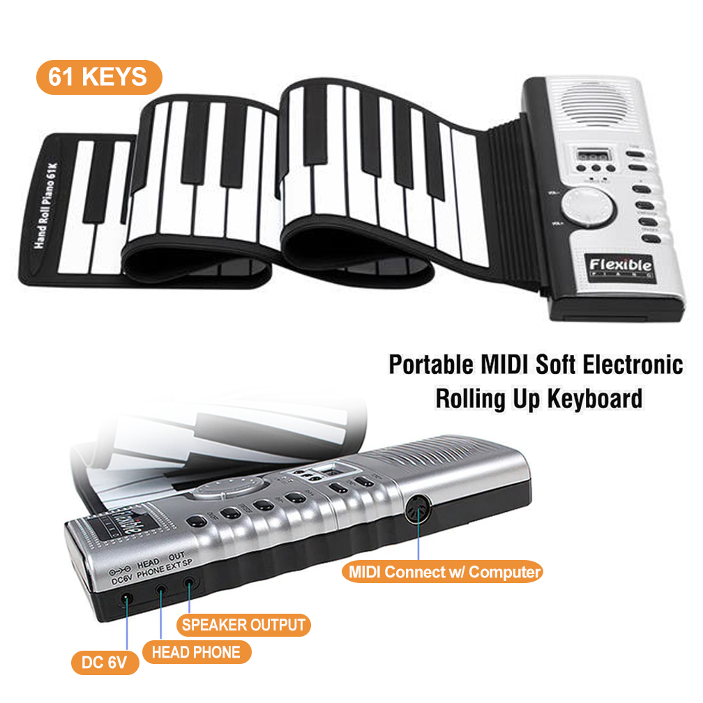 RIXTON Portable Mini Electronic Keyboard Foldable Hand Roll Piano 49 Keys 61 Keys Rubber Silicone Shopee Philippines