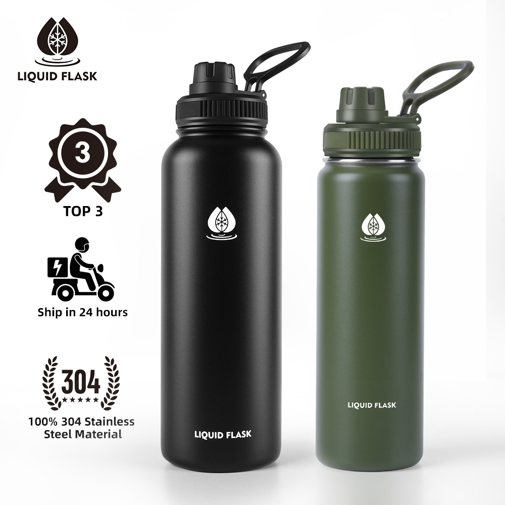 Liquidflask 40oz/22oz Wide Mouth with Spout Lid Vacuum Flask Insulated  Tumbler Hot And Cold Bottle