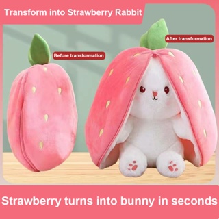 AIXINI Cute Strawberry Rabbit Plush Pillow 10 Bunny Stuffed