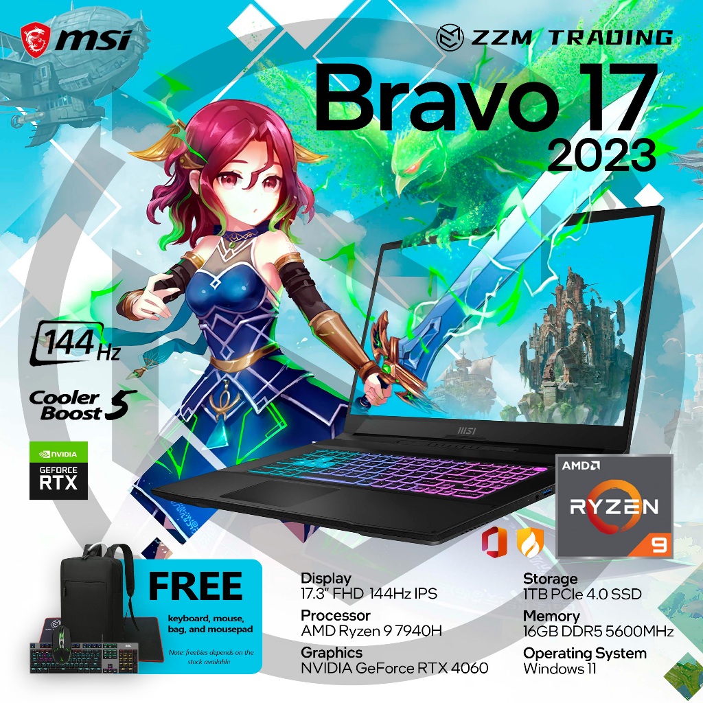 MSI Bravo 17 2023 AMD R9 7940H RTX 4060 17.3