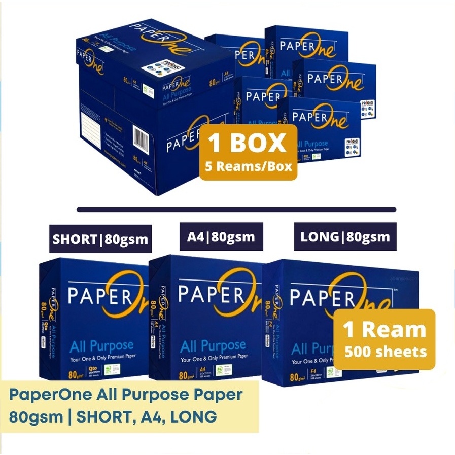 1BOX /5 REAM Paper One Premium All Purpose Copy Paper Short, Long and