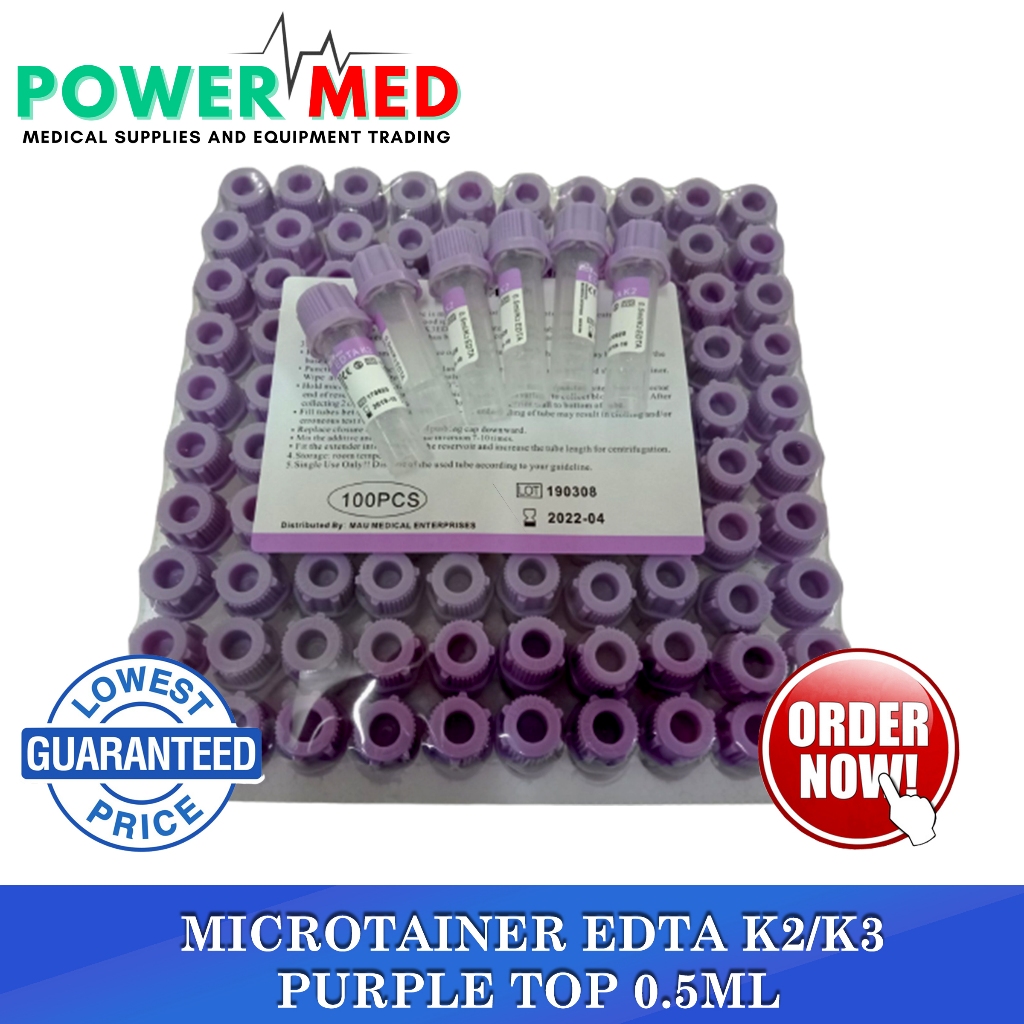 MICROTAINER EDTA K2/K3 PURPLE TOP 0.5 ML KINGMED PER TRAY Shopee