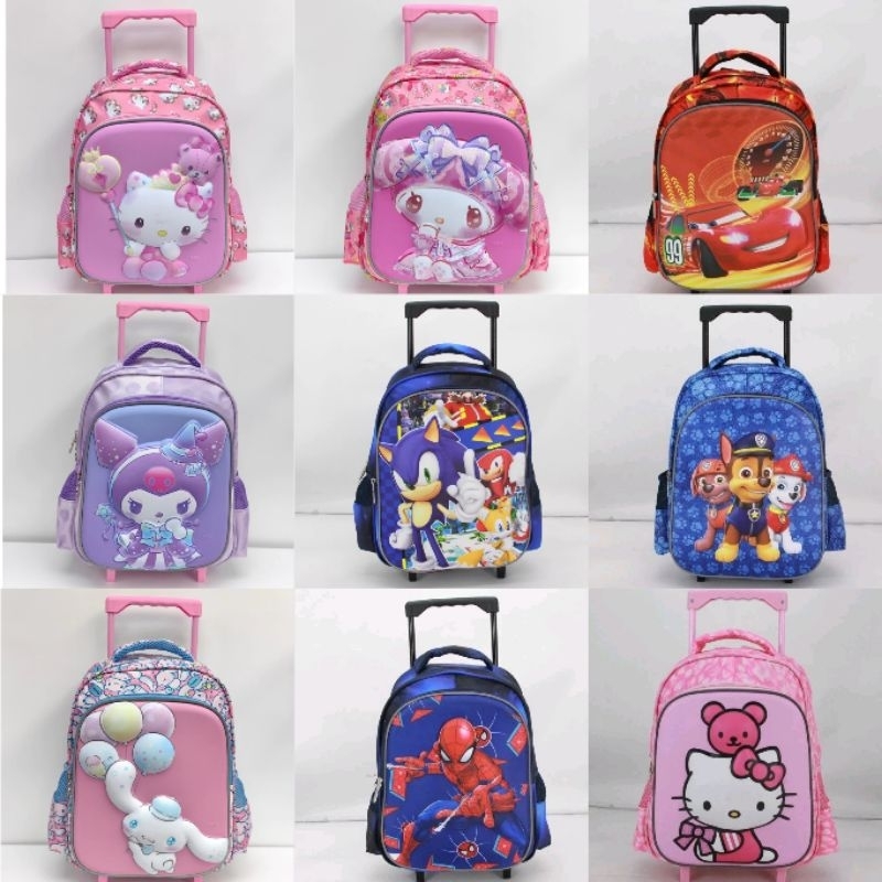 14inches Hello Kitty Trolley Bag School Bag for Kids Paw Patrol Sonic