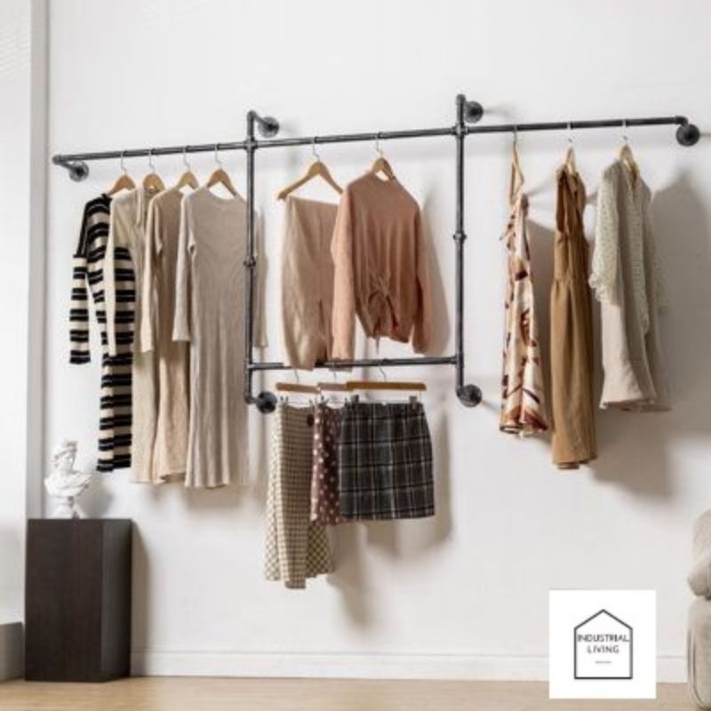 Industrial Big frame Hanger Rack 100% Black iron Heavy Duty | Shopee ...