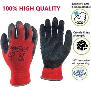 Hot Sales 6/12 Pairs Work Gloves NMSafety Grip Rubber Nitrile