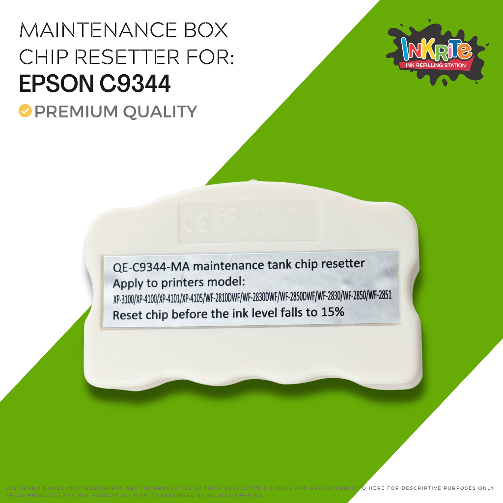 Inkrite C9344 Maintenance Box Chip Resetter For Epson Xp 2100 3100 4100 Wf 2830 2850 L3550 L5590 9076