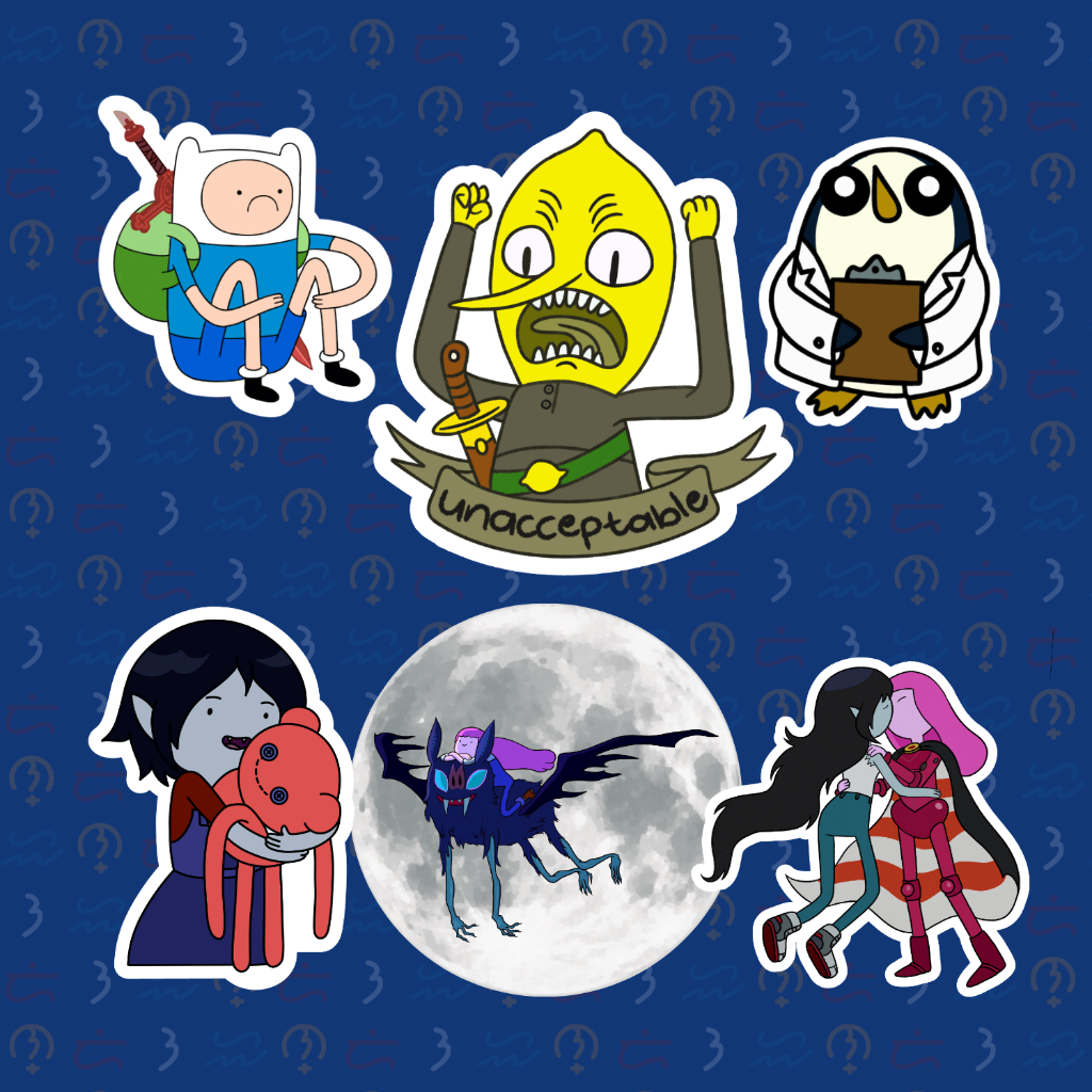 Adventure Time Stickers (Lemongrab, Finn, Gunther, Marcy, Bubbline ...