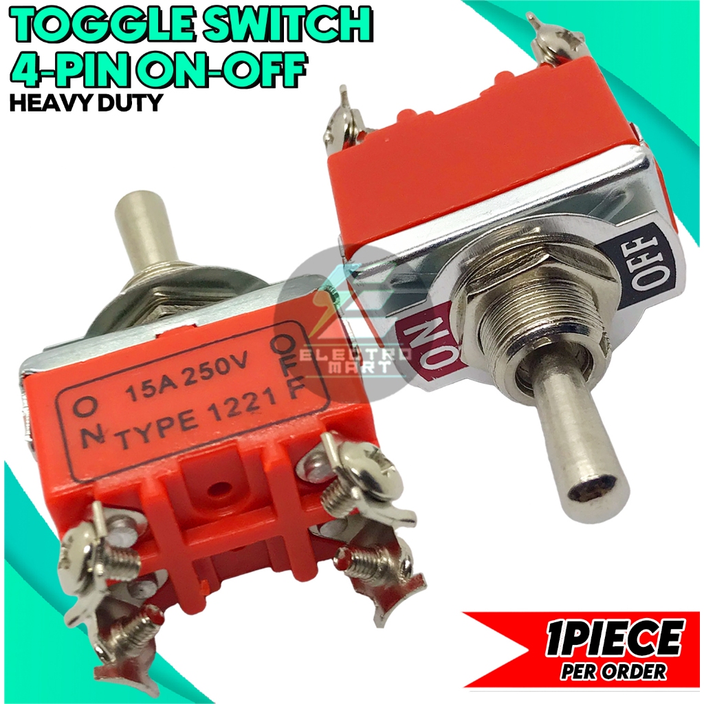 Toggle switch 4 pin ON-OFF Heavy duty (Orange Color) | Shopee Philippines