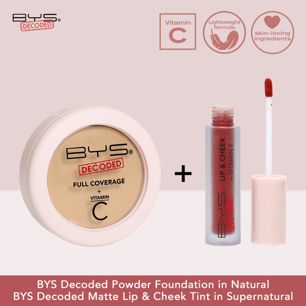 BYS Decoded Powder Foundation in Natural and BYS Decoded Matte Lip ...