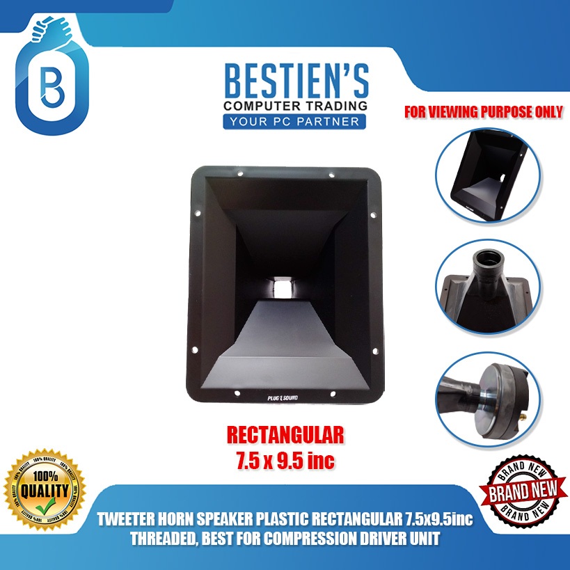 TWEETER HORN SPEAKER PLASTIC RECTANGULAR 7.5x9.5inc THREADED, BEST FOR ...