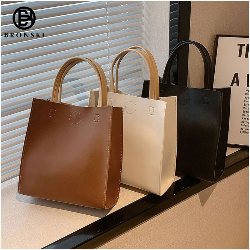 BRONSKI Korean Tote Bag Gentle Woman Tote Bag Leather Women Shopping