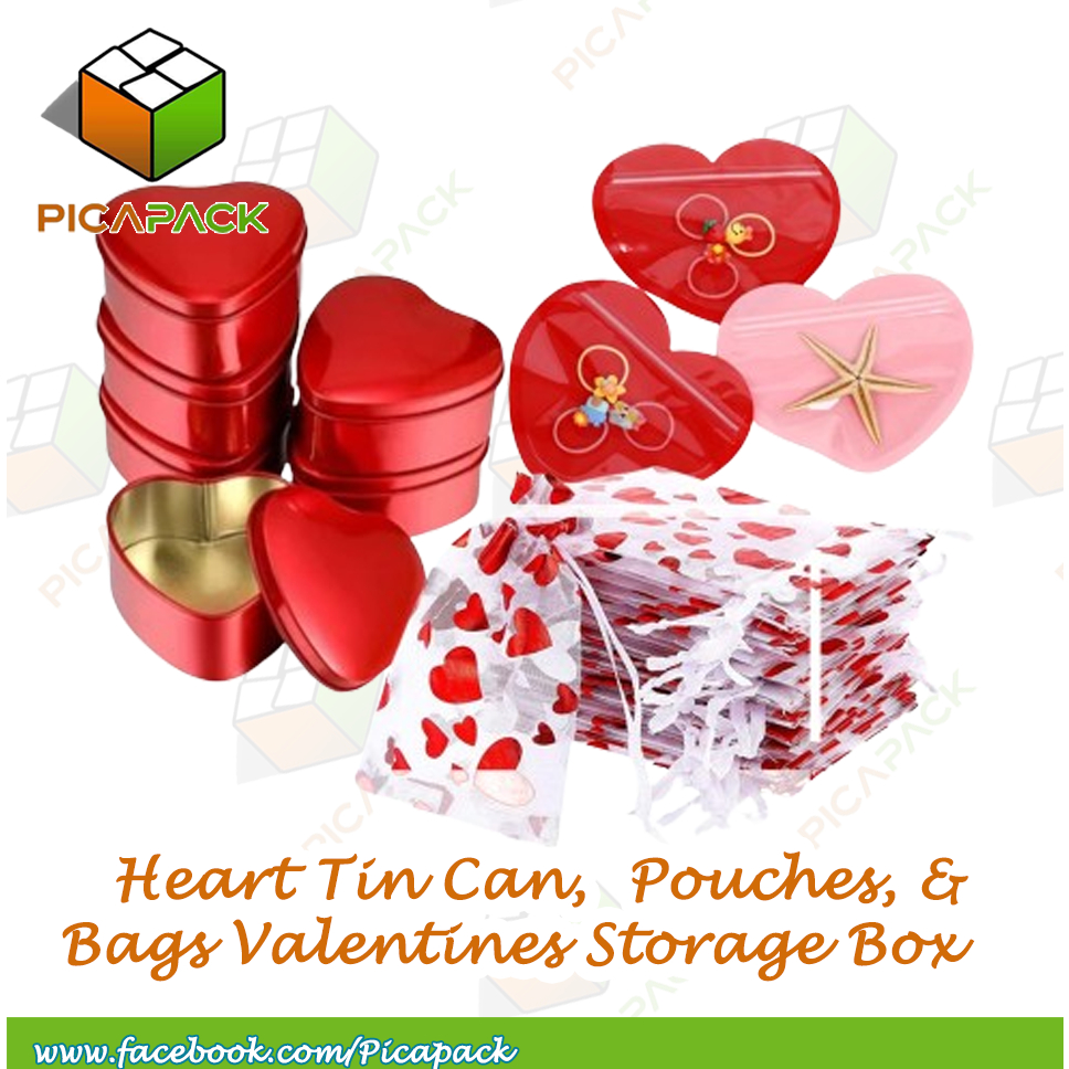 1pc Heart Tin Can, Valentines Metal Storage Box for Gift Chocolate