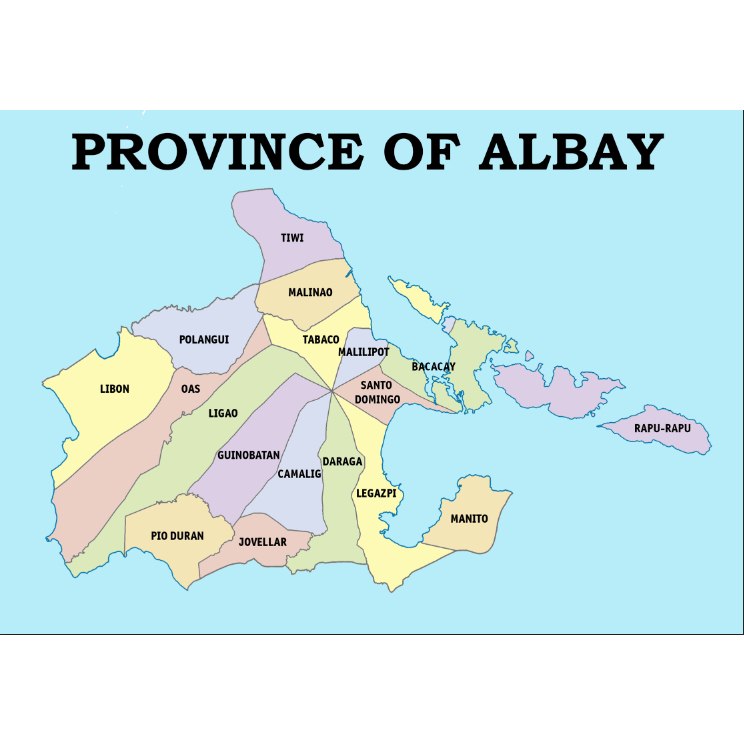 Albay Province Map A4 Laminated Chart | Shopee Philippines