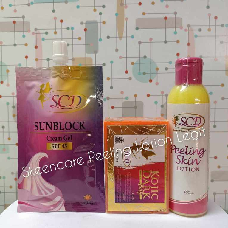 TRIO SET SCD Peeling Skin Lotion + Sunblock Cream Gel 50g | Shopee ...