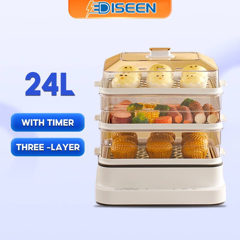 EDISEENElectric Steamer for Siomai Business Food Steamer 24L With