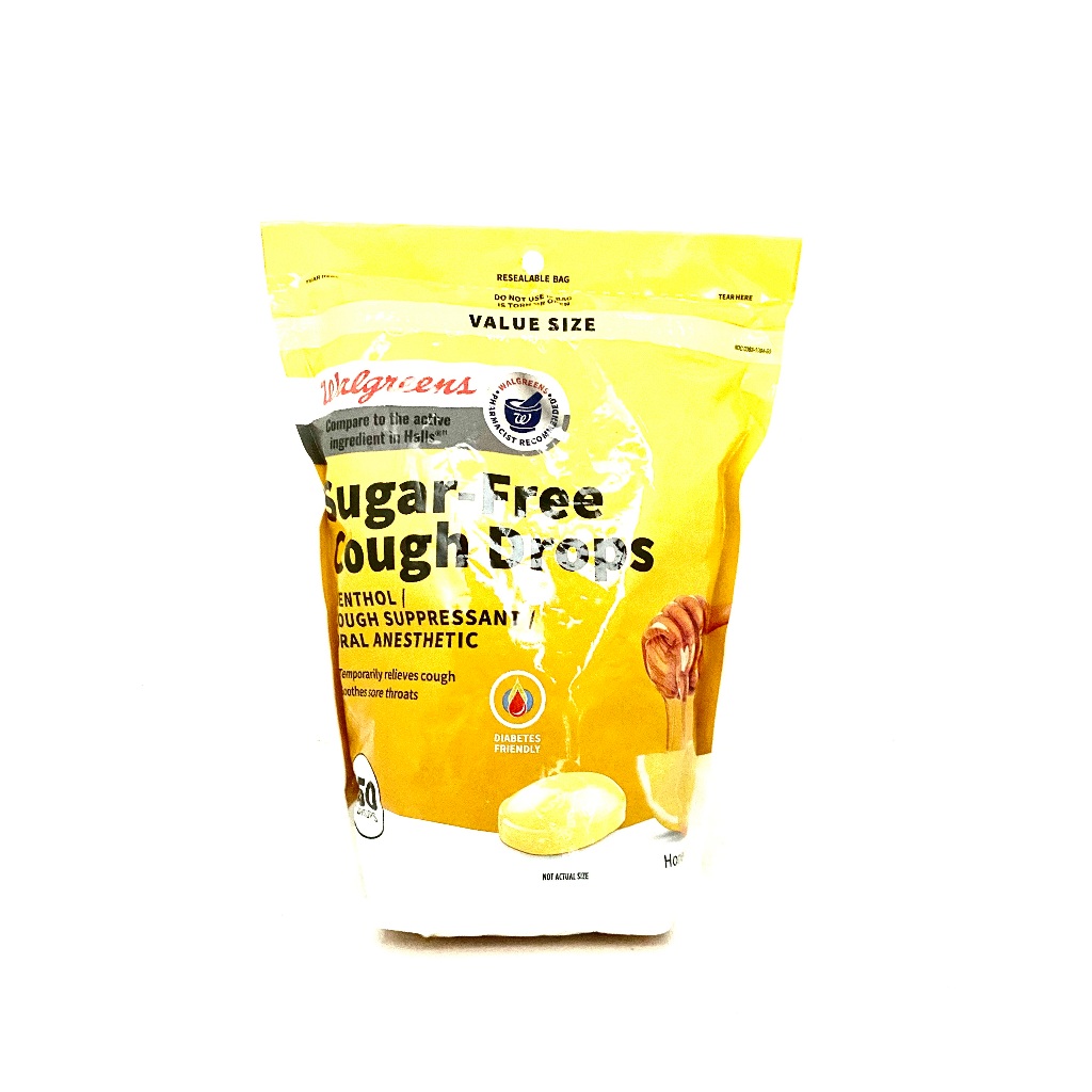 Walgreens Sugar Free Cough Drops Honey Lemon 150 drops Expiry date 4