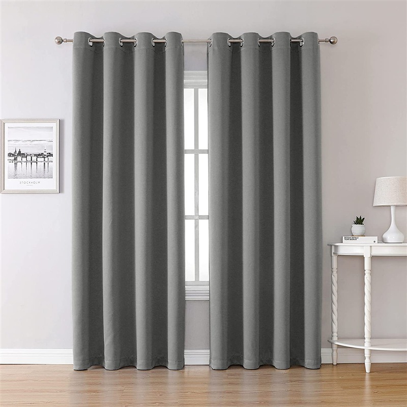 Blackout High Quality Bedroom Curtains Have 8 Ring Solid Color Curtains