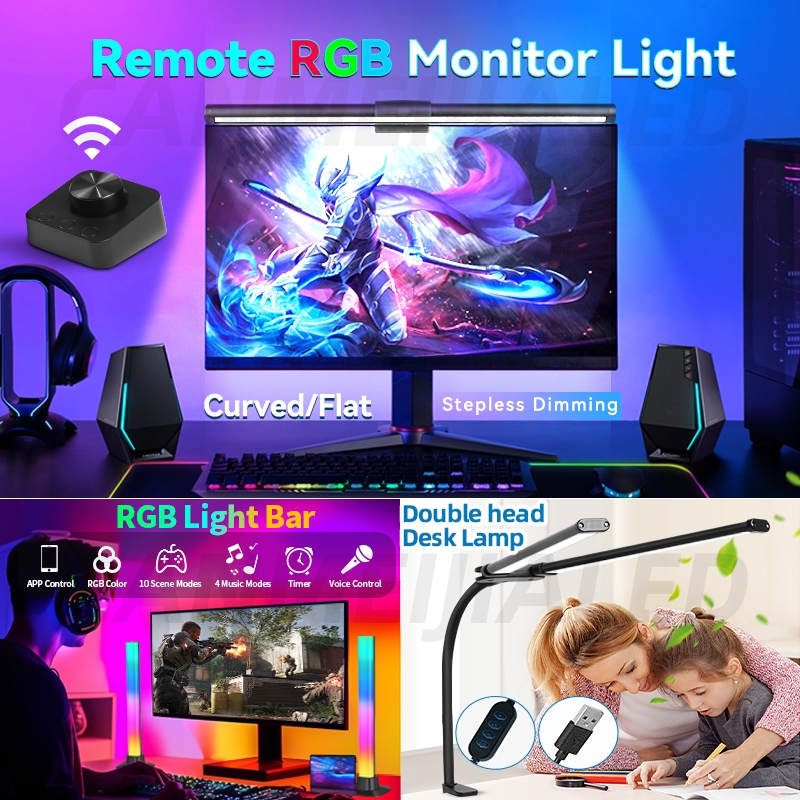 Monitor Light Bar with RGB Backlight, Flat/Curved Screen Bar Reduce Eye  Strain Monitor Lamp USB