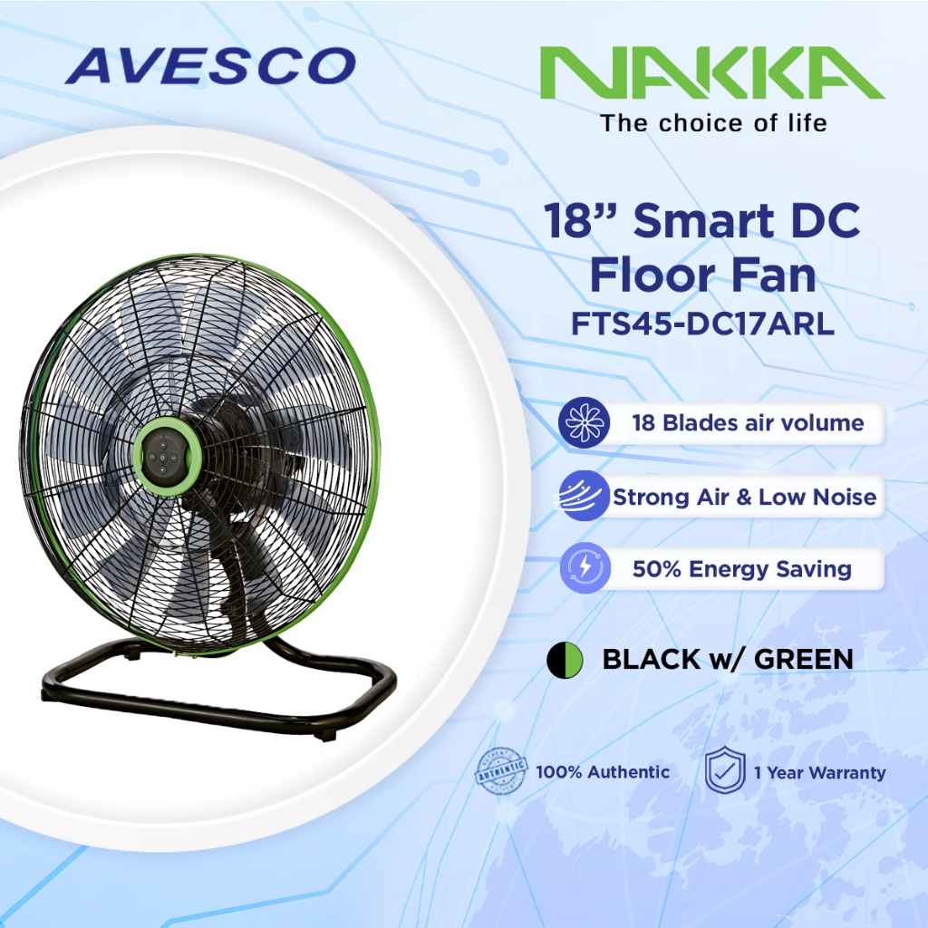 Nakka 18" DC Inverter Commercial Electric Floor Fan with Remote and