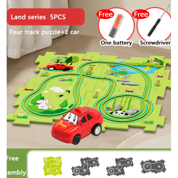 Children's puzzle track electric vehicle DIY assembly electric car ...