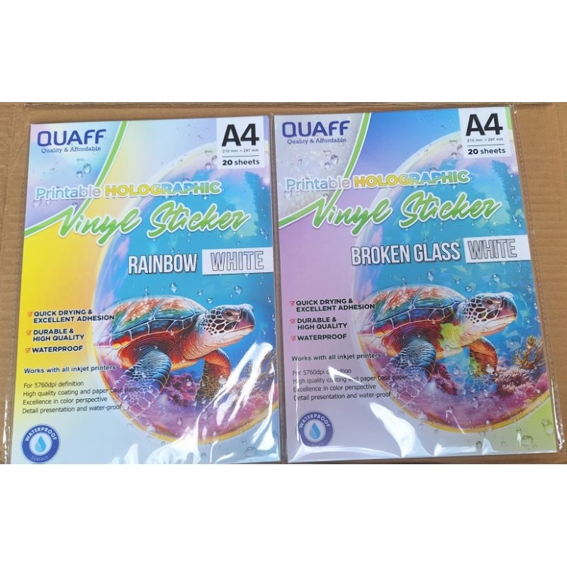 QUAFF PRINTABLE HOLOGRAPHIC VINYL STICKER A4 SIZE 20SHEETS | Shopee ...
