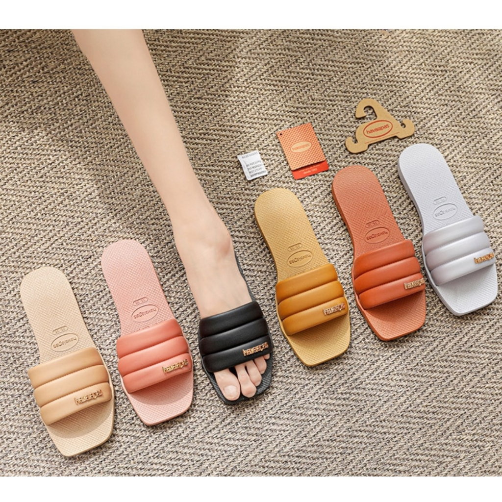 Standard Size Fashion One Strap Havaianas Slides Outdoor Summer Sandals Slippers for Women