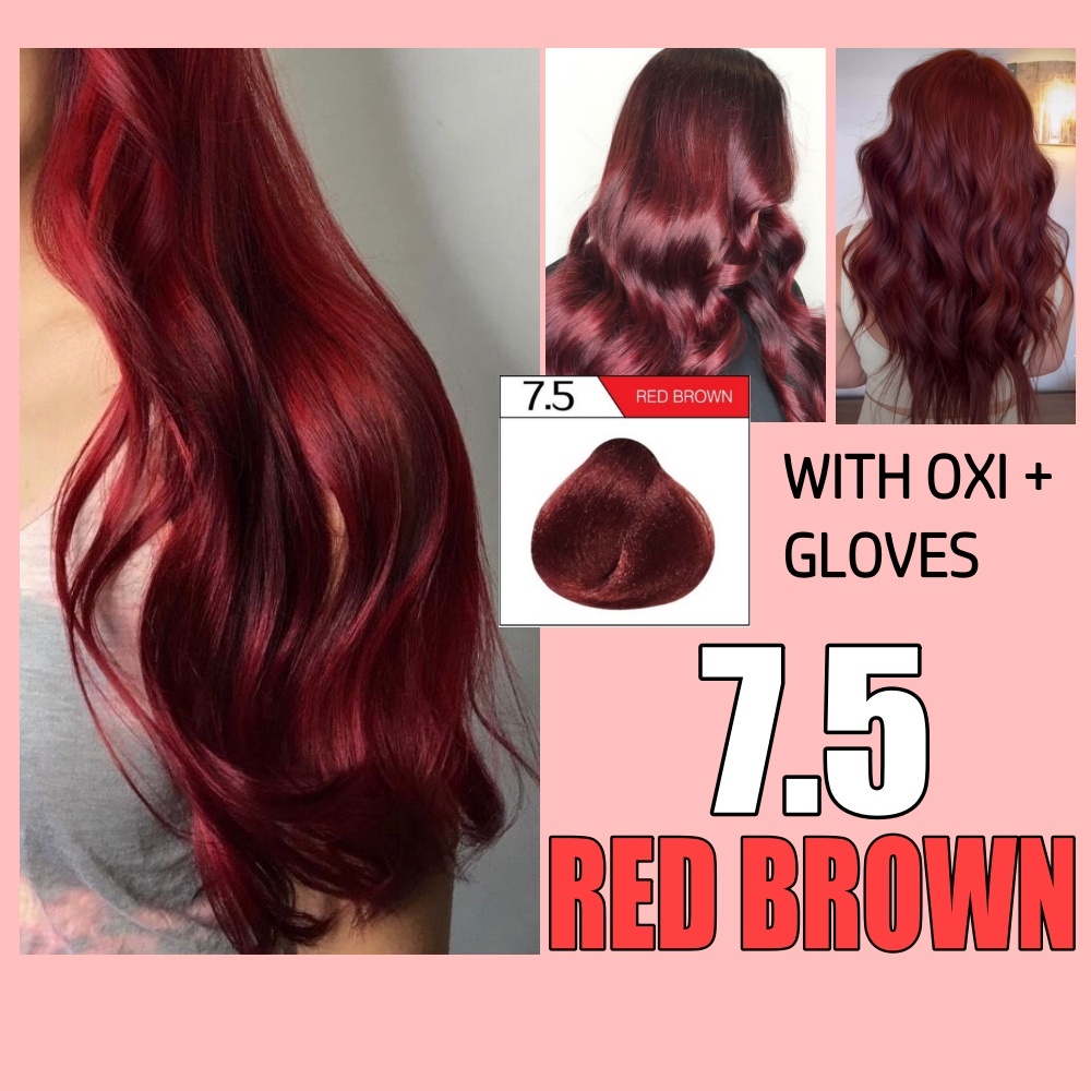 Bremod 7 5 RED BROWN HAIR COLOR SET OXIDIZING FREE GLOVES Shopee