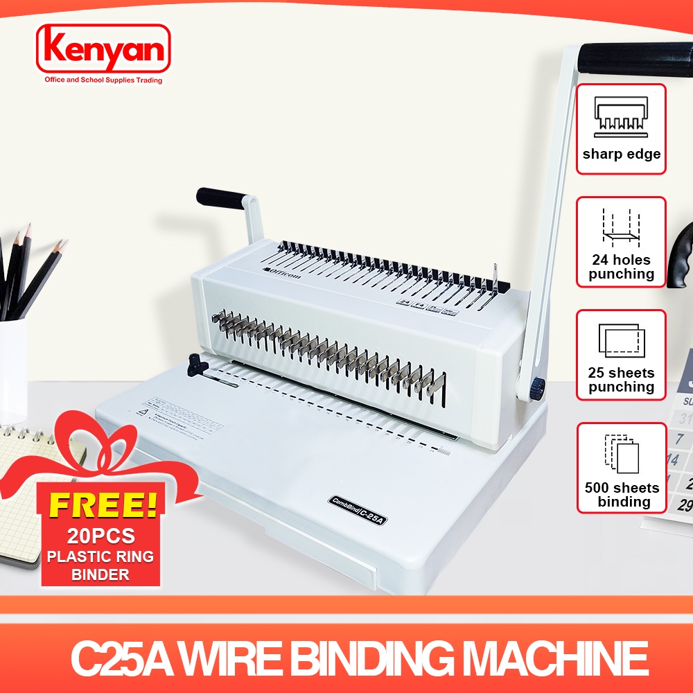Comb Binding Machine C25A F4 size (25sheets Punched) (500sheets Bind) 24 Holes FREE 20pcs Binder