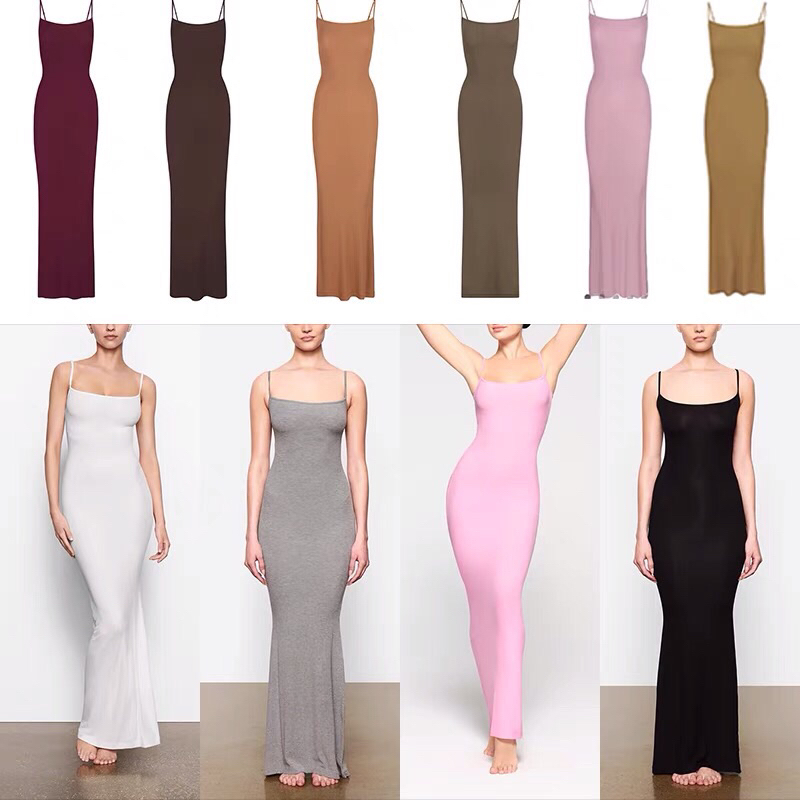 Skims Soft Lounge Long Slip Maxi Bodycon Dress