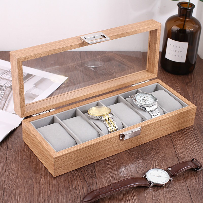 3/6/12 Grid Wooden Watch Display Storage Box with Glass Cover SBH7/SBH8 ...
