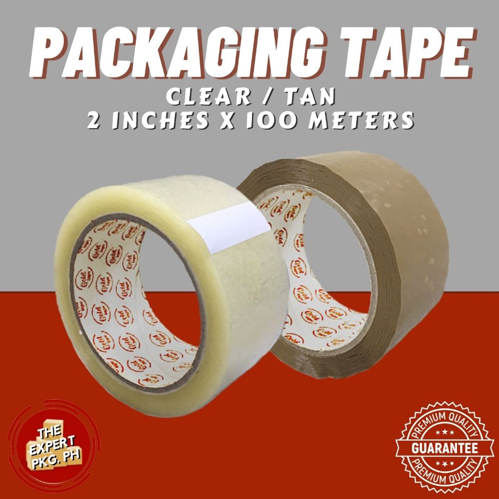 Packaging Tape 100 meters (L) Clear | Tan 2 inches (W) GoldTape ...