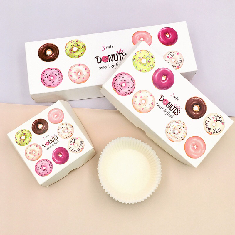 20pcs/50pcs/100pcs Donut Box with Design Packaging Box Take Out Donut ...