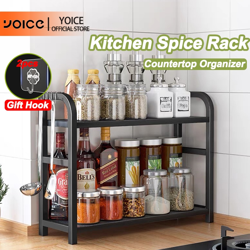 YOICE 2/3 Layer Spice Rack Kitchen Oil Salt Sauce Vinegar Condiments ...