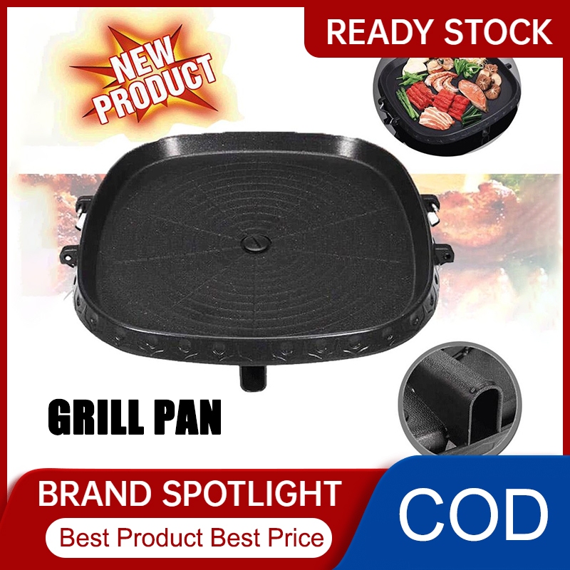 BBQ GRILL PAN NONSTICK Korean Samgyupsal Stove Top Barbeque Grill Pan