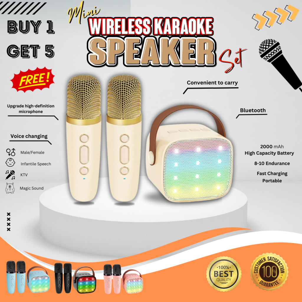 Buy 1 Get 5 Free Portable Mini Wireless Karaoke Speaker with Bluetooth ...