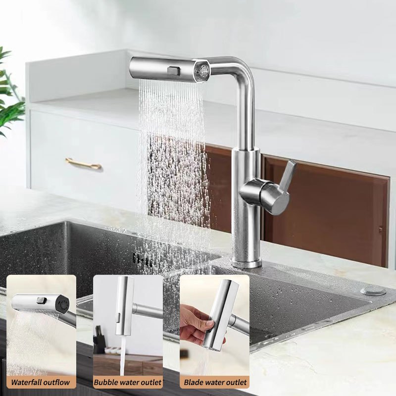 360° Rotation Waterfall Kitchen Sink Faucet 3-Function Kitchen Sink ...