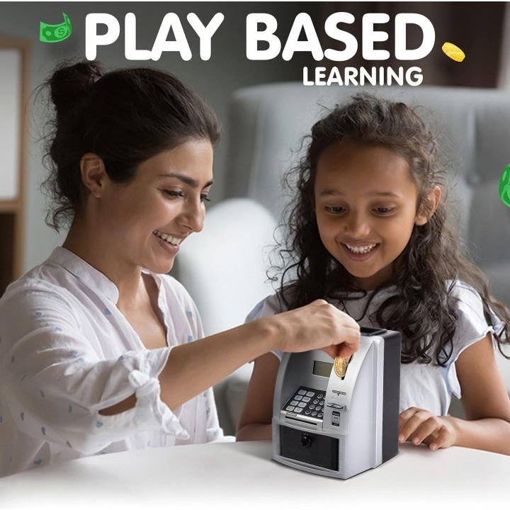 Mini ATM Savings Toy Bank Machine Children Piggy Bank Digital Password ...