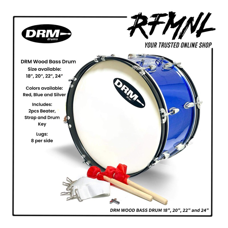 DRM Wood Bass Drum 18”,20”,22” And 24” Shopee Philippines