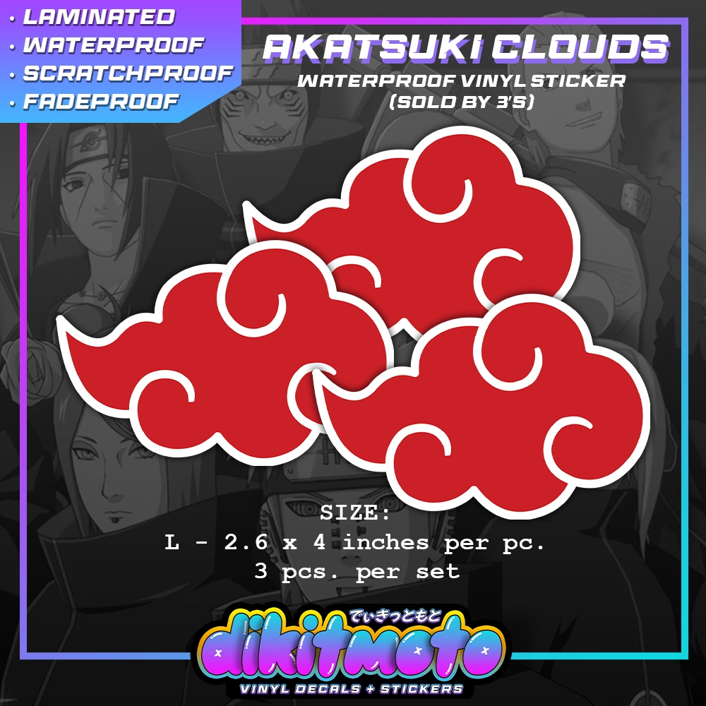 [dikitmoto] NARUTO Akatsuki Clouds Waterproof Vinyl Sticker Aquaflask ...