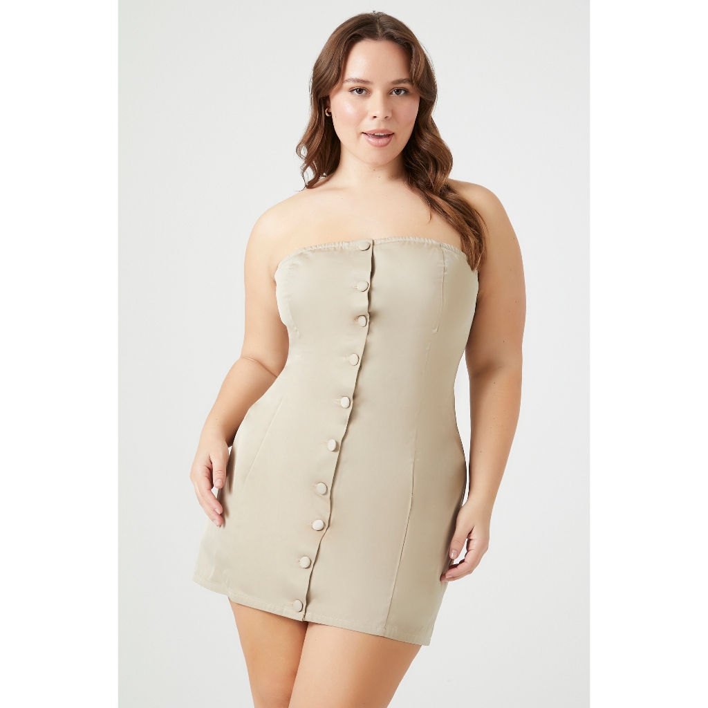 Plus Size Bow Tube Mini Dress