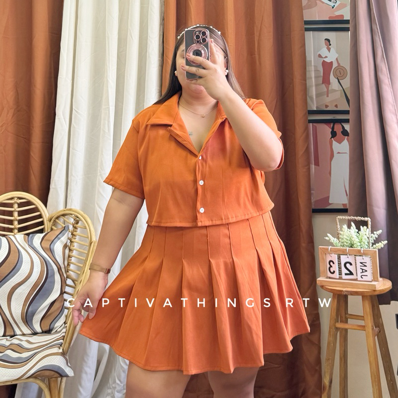 PLUS SIZE 2XL 4XL Chelsea Coords Tennis Skater Skirt Button Polo ONHAND Shopee Philippines