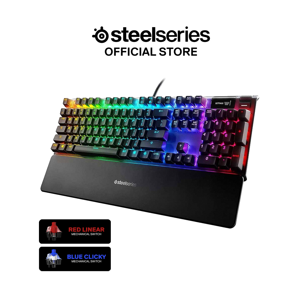 SteelSeries Apex 7 Red Linear/Blue Clicky Switch Wired Mechanical ...