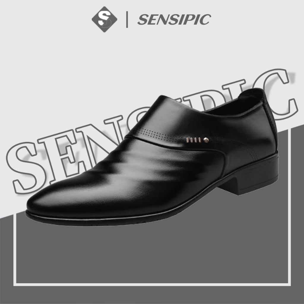 SENSIPIC#Men's Dress Shoes Laceless High Quality PU Leather Material ...