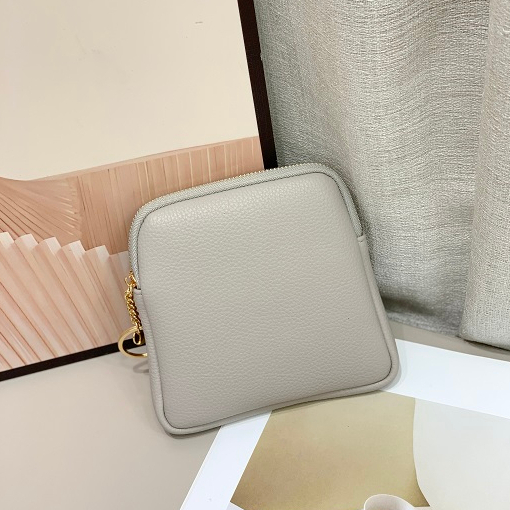 Women's Pouch Wallet Big Square Soft Leather with Key Heart Chain Coin